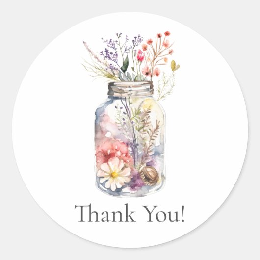 "Danke" Floral Jar Florist Business Sticker (Vorderseite)