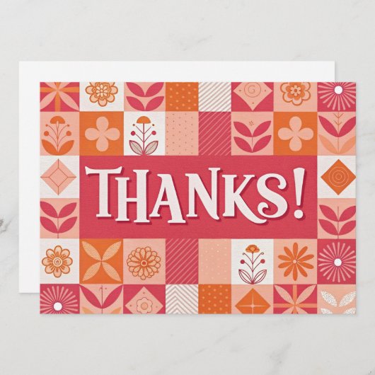 Danke! Floral Patchwork Flat Grußkarte (Vorne/Hinten)