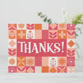 Danke! Floral Patchwork Flat Grußkarte (Stehend Vorderseite)