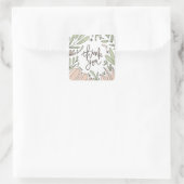 Danke floral quadratischer aufkleber (Tasche)