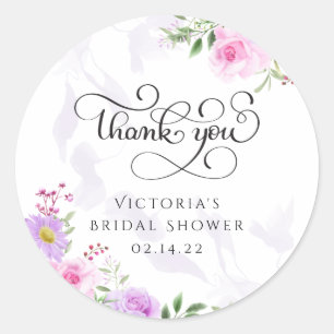 Danke Florale Elegante Brautparty Runder Aufkleber