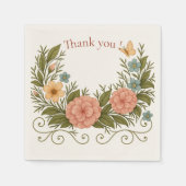 Danke — Florale Halbkrone-Papier-Serviette Serviette (Vorderseite)