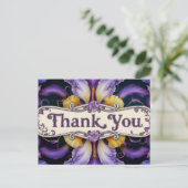 Danke Florale Iris Blütenblätter  Postkarte (Stehend Vorderseite)