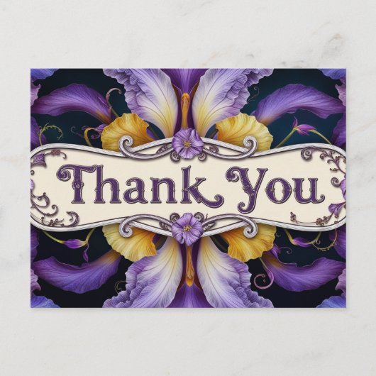 Danke Florale Iris Blütenblätter  Postkarte (Vorderseite)