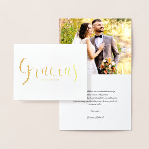 Danke Foto Elegante Hochzeit Spanisch Danke Folienkarte