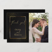 Danke | FOTO Eleganter Schwarz-Gold-Glitzer (Vorne/Hinten)