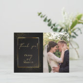 Danke | FOTO Eleganter Schwarz-Gold-Glitzer (Stehend Vorderseite)