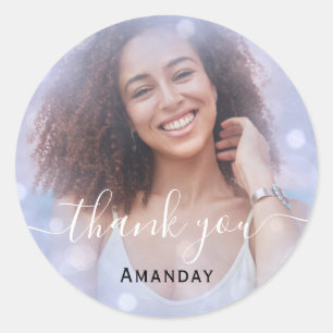 Danke Foto  Foto Braut Süße16 Absolvent Blau Runder Aufkleber