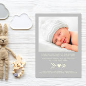 Danke Foto Gray Birth Ankündigung