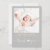 Danke Foto Gray Birth Ankündigung (Vorderseite)