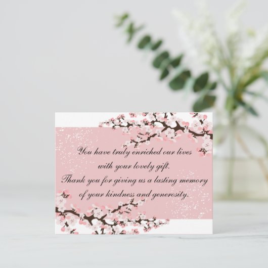 Danke Foto-Hochzeits-Karten-Rosa-Kirschblüten (Stehend Vorderseite)