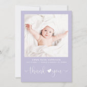 Danke Foto Lila Girl Birth Ankündigung (Vorderseite)