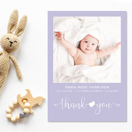Danke Foto Lila Girl Birth Ankündigung