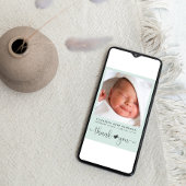 Danke Foto Mint Green Birth Ankündigung