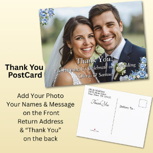 Danke - Foto mit Blue Peony Ankündigungspostkarte