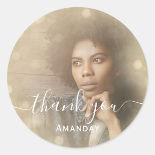 Danke Foto Rosa Geburtstagsfeier Mädchenhaft Sepia Runder Aufkleber