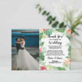 Danke, Foto tropisches Aloha Mit Blumenluau zu Einladung (Stehend Vorderseite)