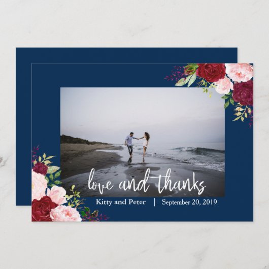 Danke Foto Wedding Floral Navy Burgundy (Vorne/Hinten)