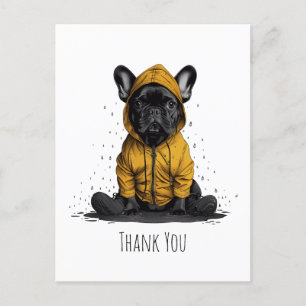 Danke Französische Bulldogge trägt Regenmantel Postkarte