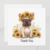 Danke, French Bulldog Sunflores Dankeskarte (Vorne/Hinten)