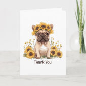 Danke, French Bulldog Sunflores Dankeskarte (Vorderseite)