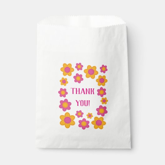 Danke, Frühlingsfarben rosa gelbe Blumen Geschenktütchen (Vorderseite)