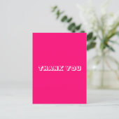 Danke, fuchsia pink weiß postkarte (Stehend Vorderseite)