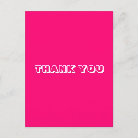 Danke, fuchsia pink weiß postkarte (Vorderseite)