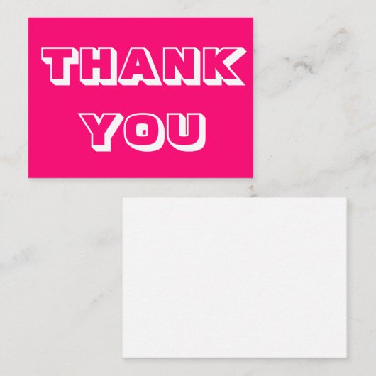 Danke, fuchsia rosa weiße Karte (Vorne/Hinten)