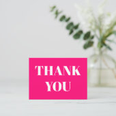 Danke, fuchsia rosa weiße Karte (Stehend Vorderseite)
