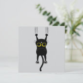 Danke! - Funny Cat Birthday Card Einladung (Stehend Vorderseite)
