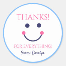 DANKE für alles. Lächelndes Gesicht. Dein Name