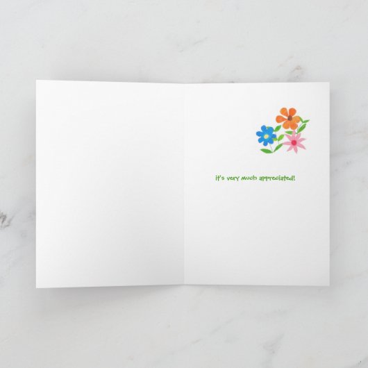 Danke für Baby-sitzende Karte - Blumen-Power (Innenseite)