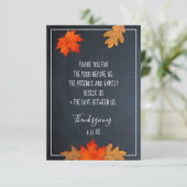 Danke für Chalkboard Erntedank Placecards RSVP Karte (Stehend Vorderseite)