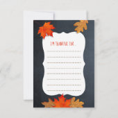 Danke für Chalkboard Erntedank Placecards RSVP Karte (Rückseite)