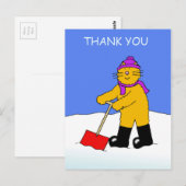 Danke für das Clearing von Schnee-Cartoon-Cat Postkarte (Vorne/Hinten)