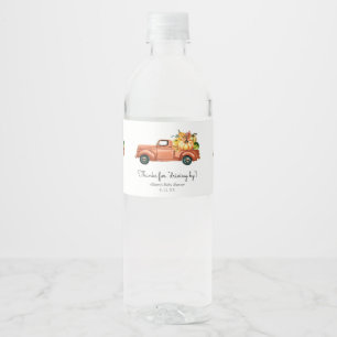 Danke für das Fahren mit dem Herbst-LKW-Gefallen Wasserflaschenetikett