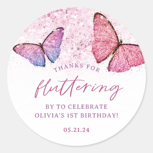 Danke für das Flutterfly von Butterfly Danke, dass Runder Aufkleber (Vorderseite)