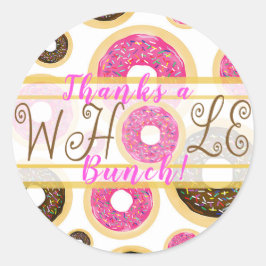 Danke für das ganze Party Pink & Brown Donuts Runder Aufkleber