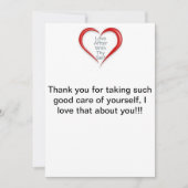 Danke für das Kümmern von um selbst, Karte (Vorderseite)