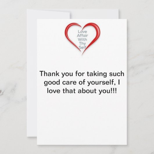 Danke für das Kümmern von  um selbst, Karte (Vorderseite)