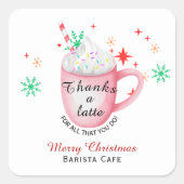 Danke für das Logo des Weihnachtskaffees Quadratischer Aufkleber (Vorderseite)