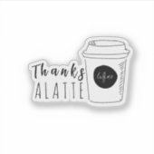 Danke für das Logo eines Latte-Coffee Shops Aufkleber (Vorderseite)