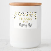 Danke für das Popping von Gold Black Confetti Lebensmitteletikett (Vorderseite)