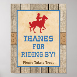 Danke für das Reiten von Cowboy Western Sign Poster