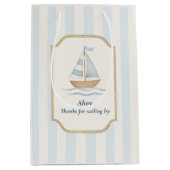 Danke für das Segelby | Pastel Blue Sailboat Mittlere Geschenktüte (Vorderseite)