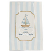 Danke für das Segelby | Pastel Blue Sailboat Mittlere Geschenktüte (Rückseite)
