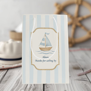Danke für das Segelby   Pastel Blue Sailboat Mittlere Geschenktüte
