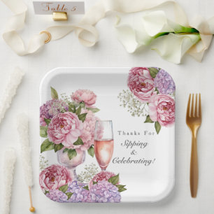 Danke für das Sipping & Celebrating floral Pappteller