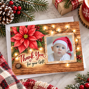 Danke für das Weihnachtsgeschenk Rustikale Rote Po Feiertagskarte